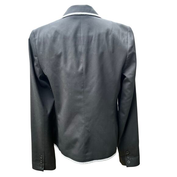 Gap 98% Wool Piped Lapel Lightweight Black Blazer Sz 10 - Picture 7 of 12